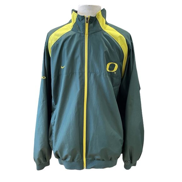Nike Team Oregon Ducks Windbreaker Jacket Men’s XL Full Zip Green/Yellow -Sports - Picture 1 of 13